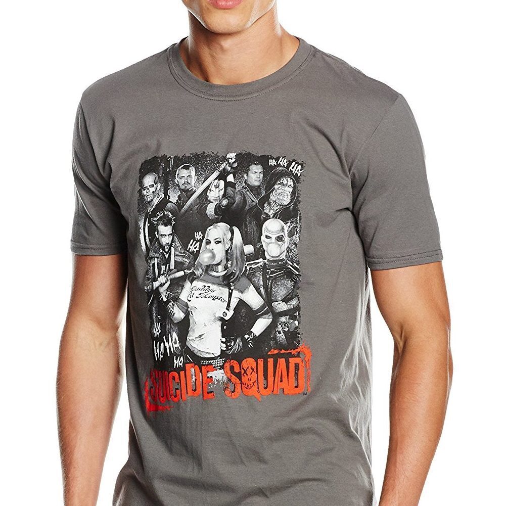 Charcoal Print - Back - Suicide Squad Unisex Adult Ha Ha T-Shirt