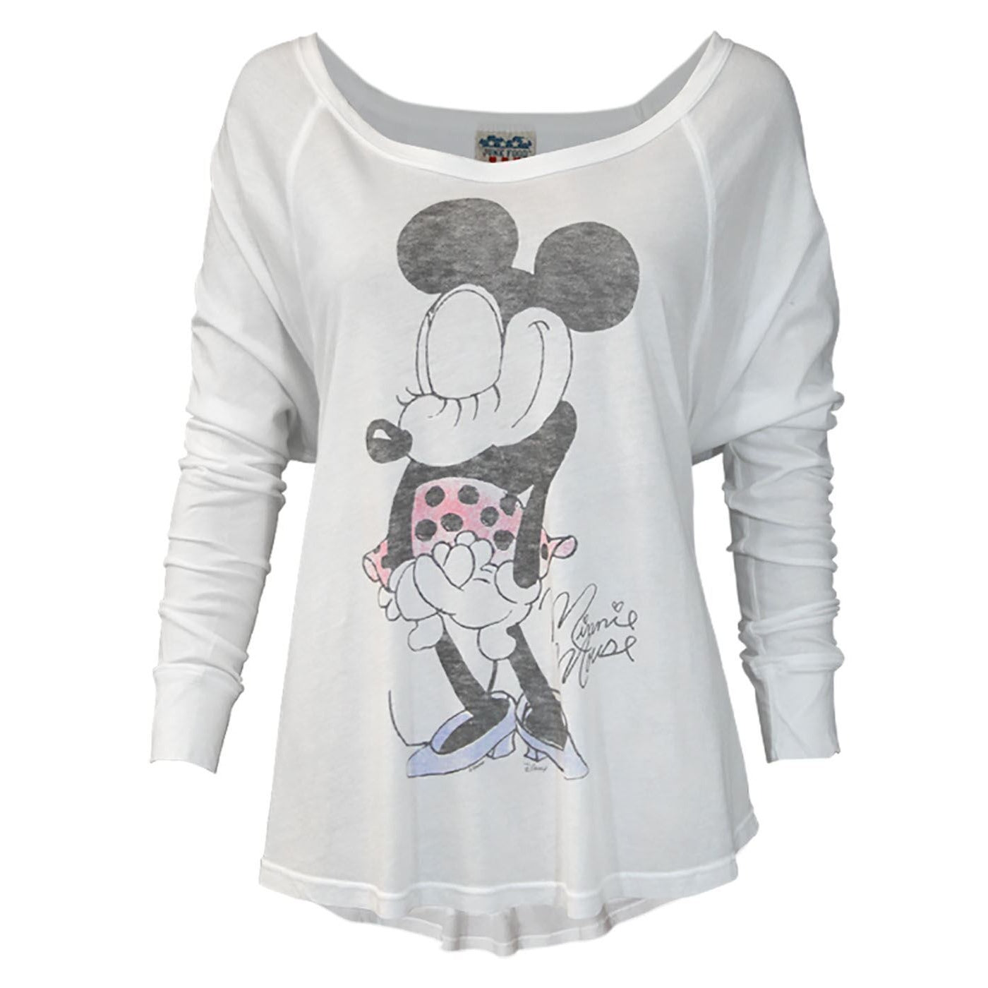 White - Front - Junk Food Womens-Ladies Minnie Mouse Pose Long-Sleeved Top