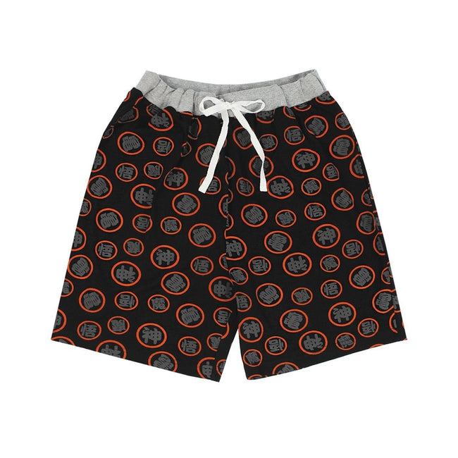 Grey-Black-Red - Close up - Dragon Ball Z Mens Goku Short Pyjama Set