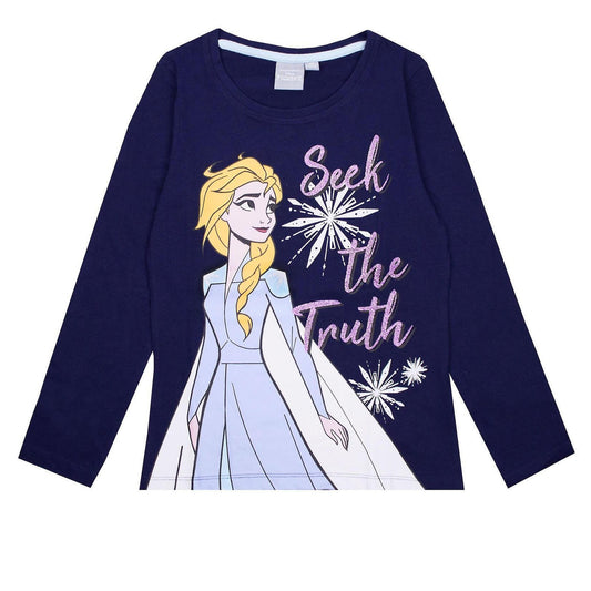 Blue - Front - Frozen Girls Seek The Truth Elsa T-Shirt
