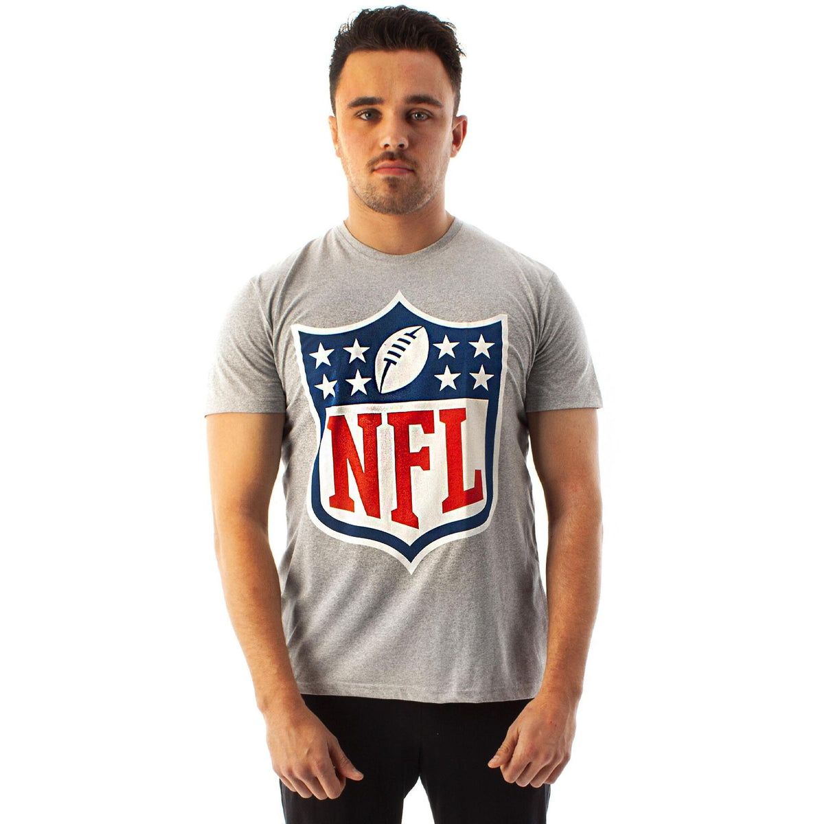 Grey - Back - NFL Mens logo Shield T-Shirt