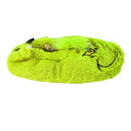 Green - Side - The Grinch Childrens-Kids Embroidered Face Fluffy Slippers