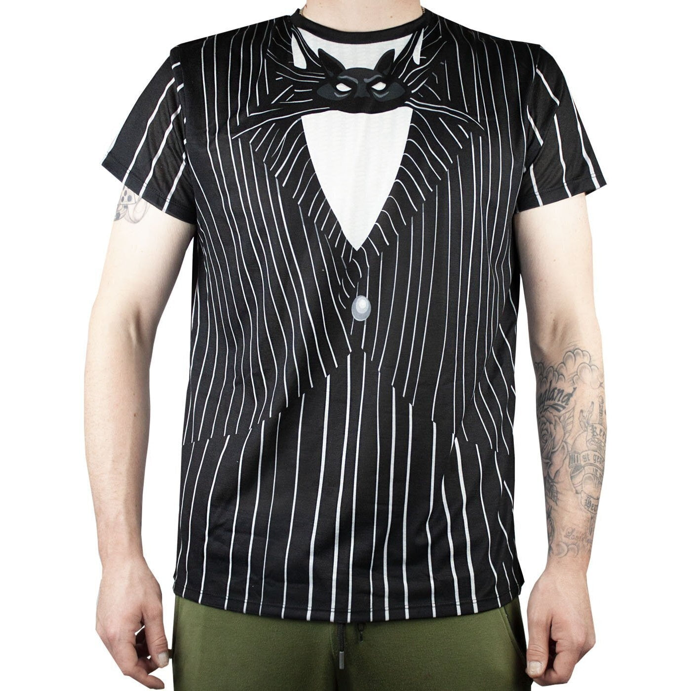 Black-White - Back - Nightmare Before Christmas Mens Jack Skellington Cosplay T-Shirt