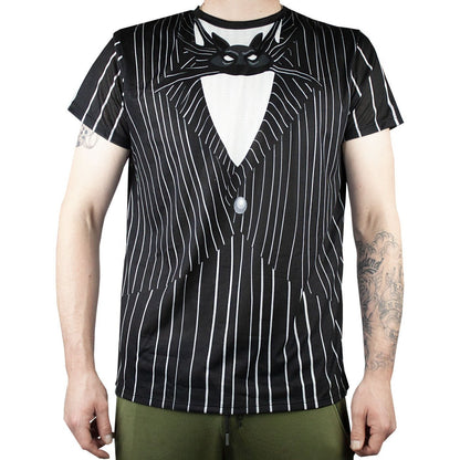Black-White - Back - Nightmare Before Christmas Mens Jack Skellington Cosplay T-Shirt