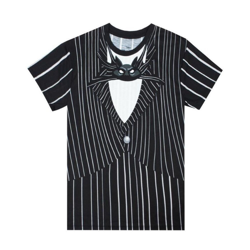 Black-White - Front - Nightmare Before Christmas Mens Jack Skellington Cosplay T-Shirt