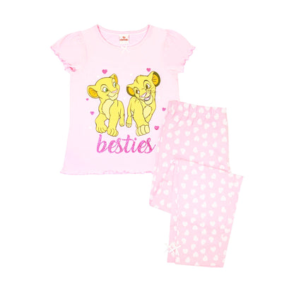 Pink - Front - The Lion King Girls Besties Pyjama Set