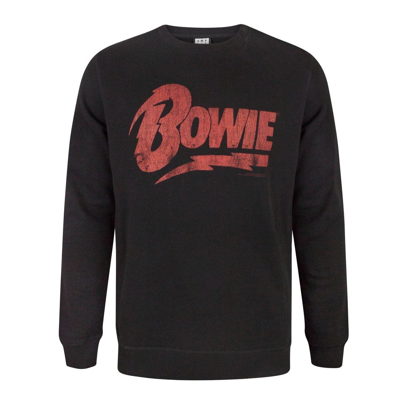 Black - Front - Amplified Mens David Bowie Logo Sweatshirt