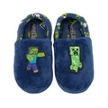 Blue - Back - Minecraft Childrens-Kids Zombie Creeper Slippers
