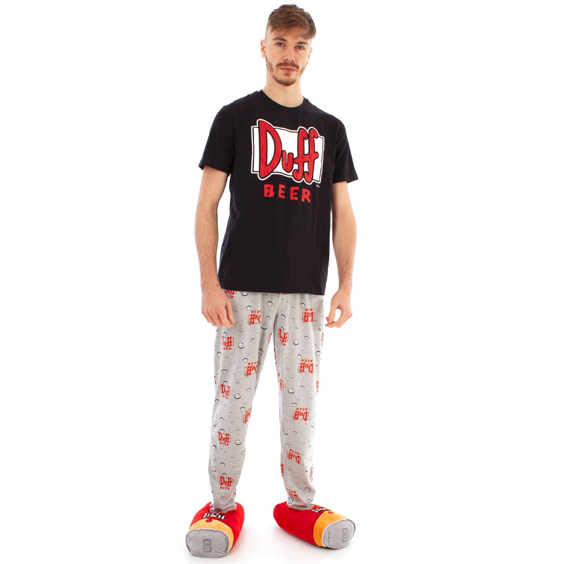 Black-Grey - Close up - The Simpsons Mens Duff Beer Pyjama Set