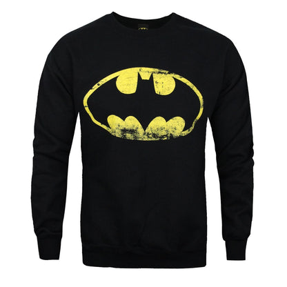 Black - Front - Batman Mens Distressed Logo Sweatshirt