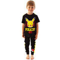 Black - Back - Pokemon Boys Pikachu Face Long Pyjama Set
