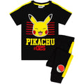 Black - Front - Pokemon Boys Pikachu Face Long Pyjama Set
