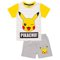 White-Grey-Yellow - Front - Pokemon Boys Pikachu Face Short Pyjama Set