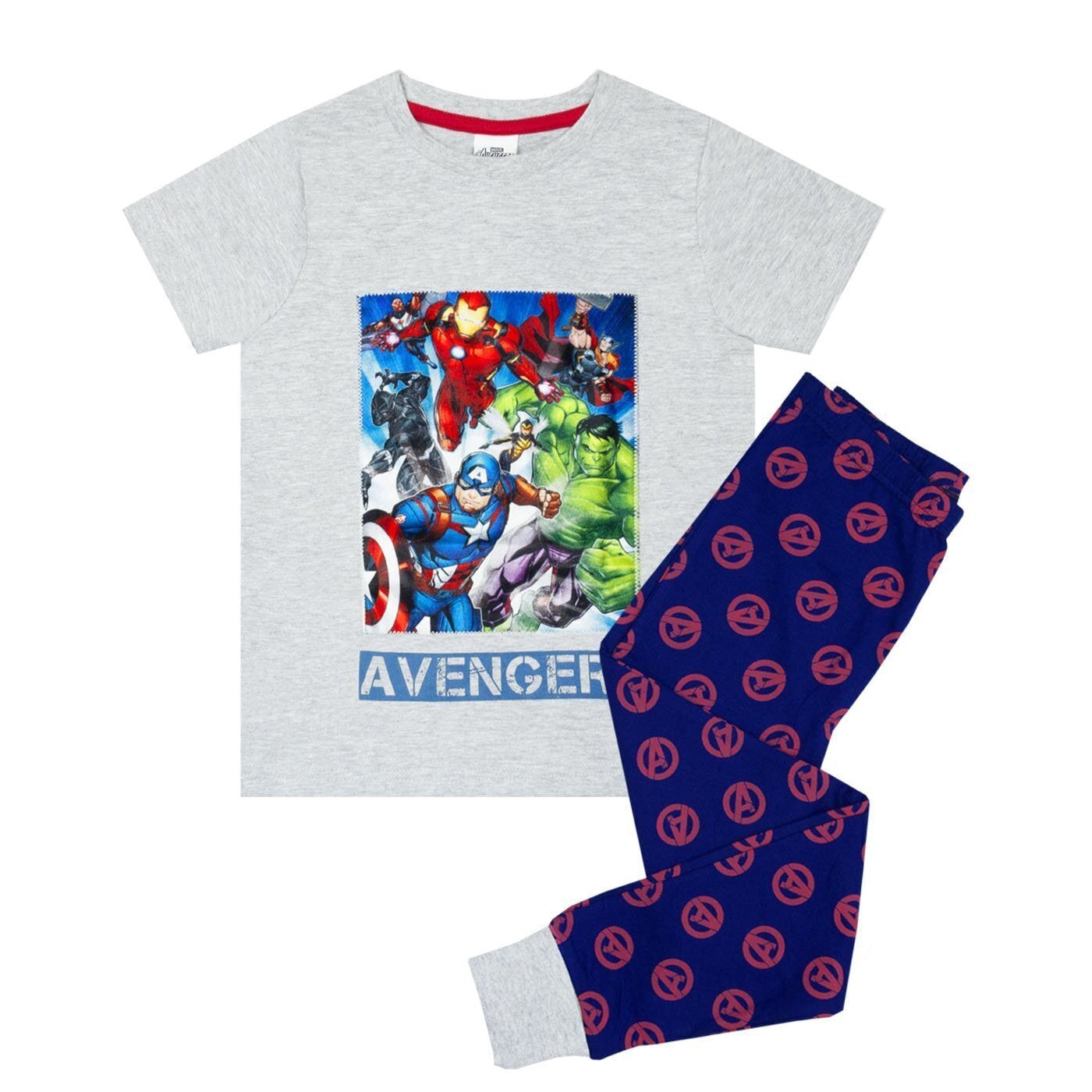 Grey-Blue - Front - Avengers Boys Pyjama Set