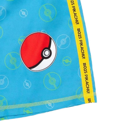Black-Blue - Side - Pokemon Boys Pikachu Pokeball Swim Shorts