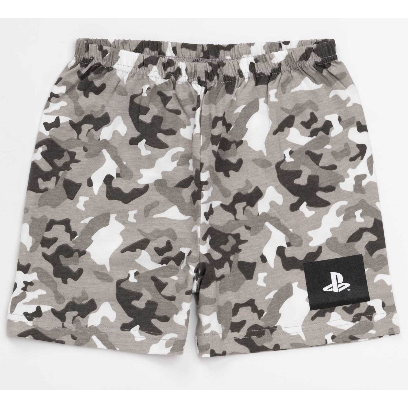 Black-Grey-White - Back - Playstation Boys Gaming Camo Short Pyjama Set