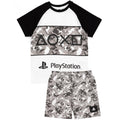 Black-Grey-White - Front - Playstation Boys Gaming Camo Short Pyjama Set