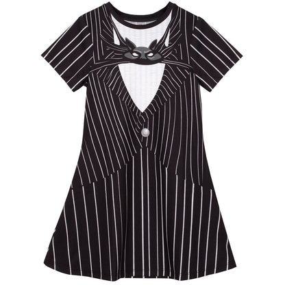 Black-White - Front - Nightmare Before Christmas Girls Jack Skellington Costume Dress