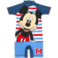 Blue - Front - Disney Boys Sunsafe Mickey Mouse One Piece Swimsuit