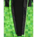 Green-Black - Close up - Minecraft Boys Creeper Hooded Waterproof Jacket
