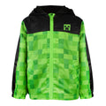 Green-Black - Front - Minecraft Boys Creeper Hooded Waterproof Jacket