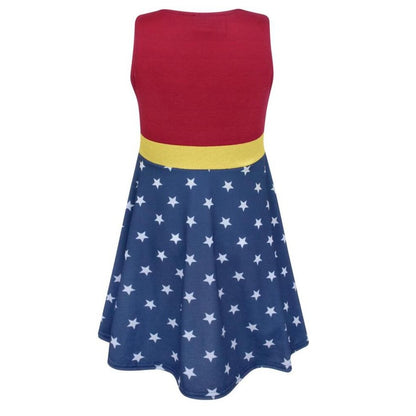 Red-Blue-Gold - Back - Wonder Woman Girls Costume Dress