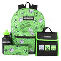 Vivid Green-Black - Front - Minecraft Childrens-Kids Creeper Backpack Set (Pack Of 4)