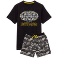 Black-Grey - Front - Batman Mens Logo Camo Short Pyjama Set
