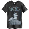 Charcoal - Front - Amplified Mens Clipped AC-DC T-Shirt