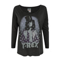 Charcoal - Front - Junk Food Womens-Ladies T-Rex Long-Sleeved Top