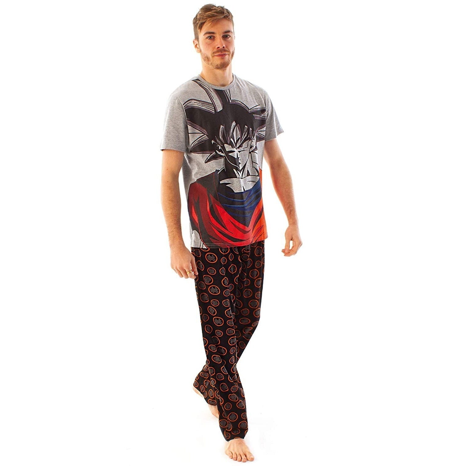 Grey-Black-Red - Lifestyle - Dragon Ball Z Mens Goku Long Pyjama Set