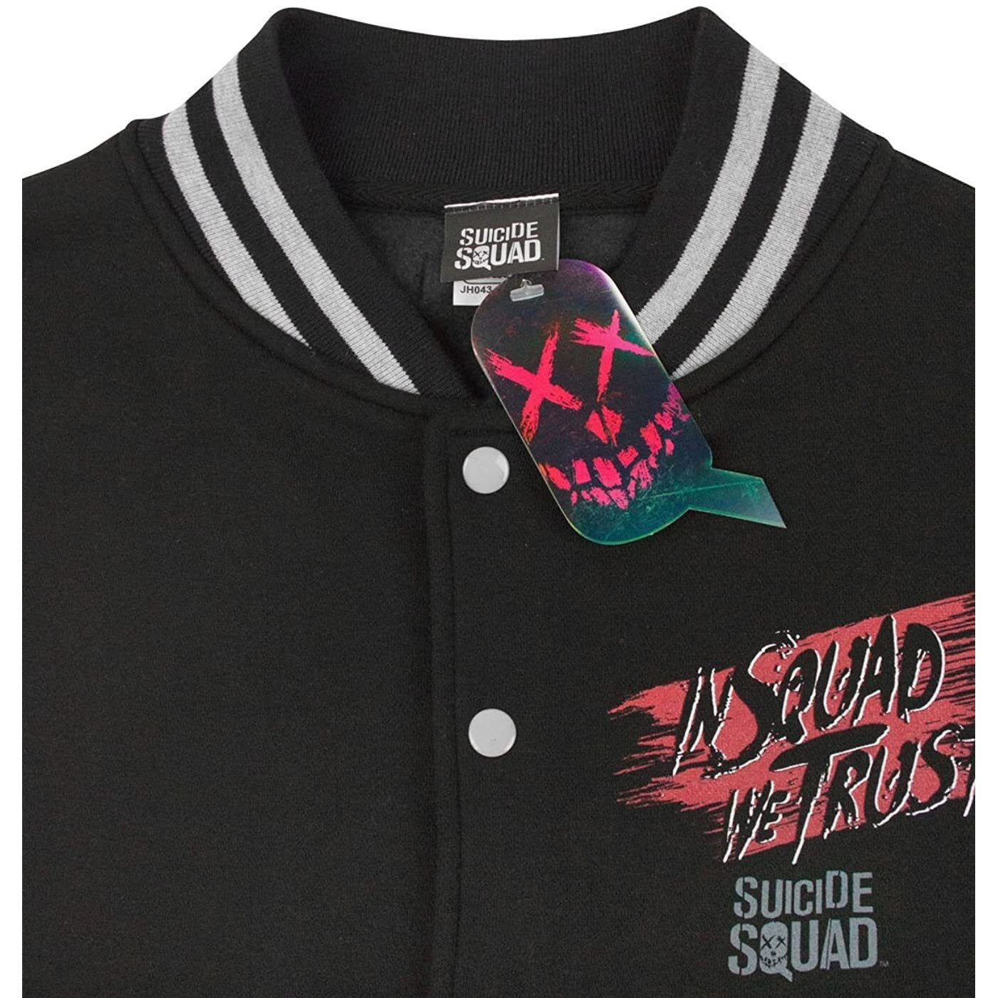 Grey Marl-Black - Back - Suicide Squad Mens Varsity Jacket