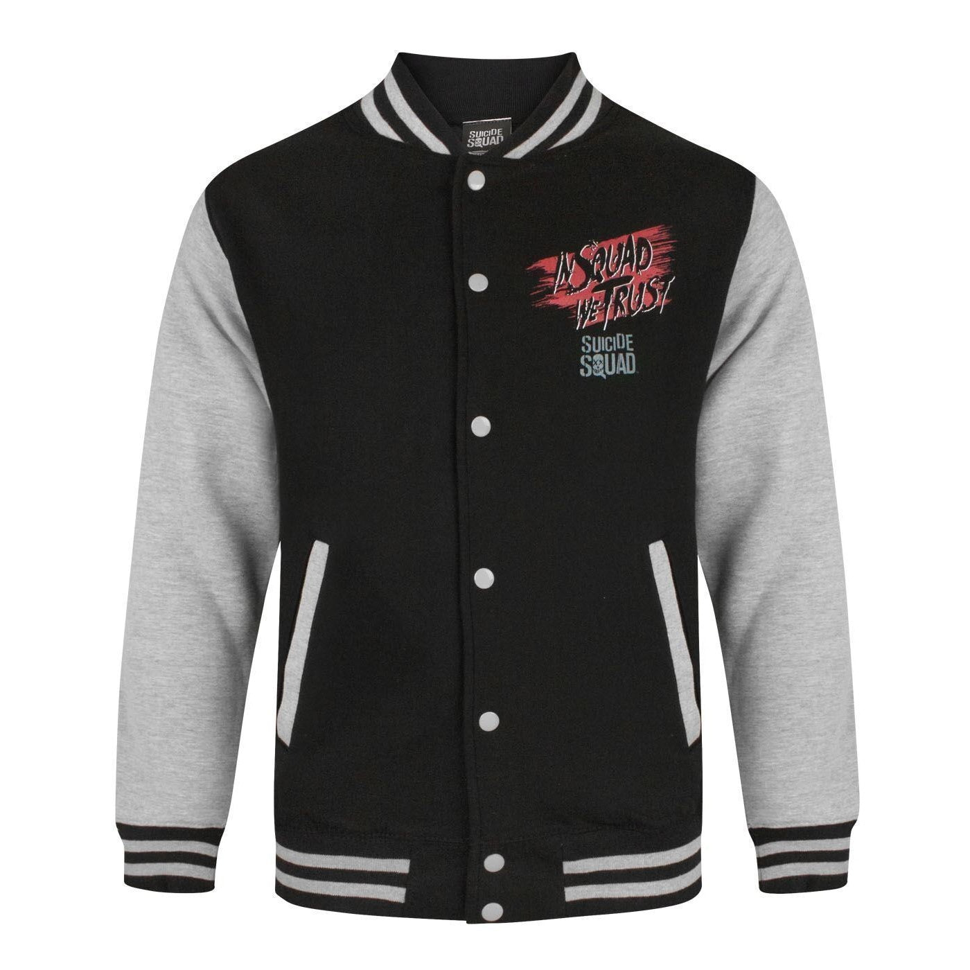 Grey Marl-Black - Front - Suicide Squad Mens Varsity Jacket