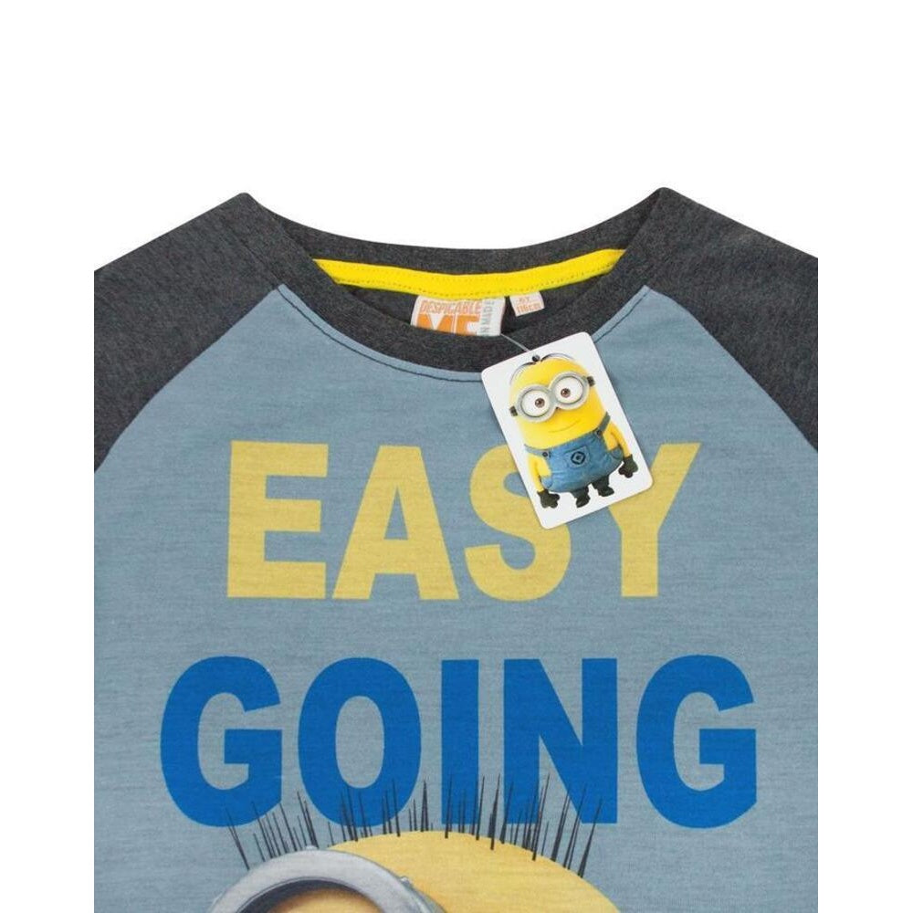 Charcoal-Blue-Yellow - Side - Despicable Me Boys Easy Going Minions T-Shirt