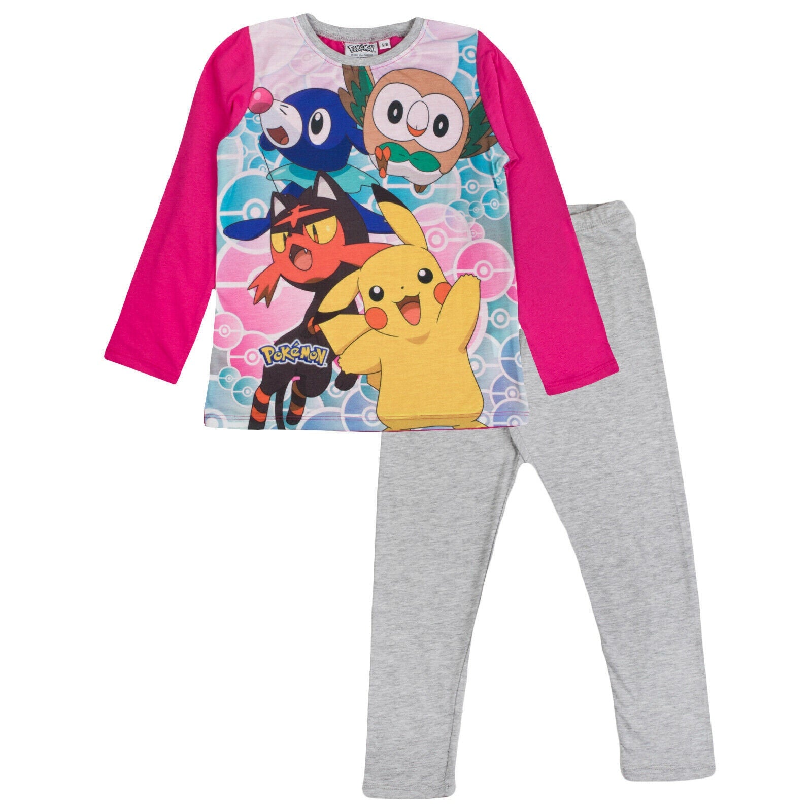 Pink-Grey - Back - Pokemon Girls Characters Pyjama Set
