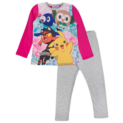 Pink-Grey - Back - Pokemon Girls Characters Pyjama Set