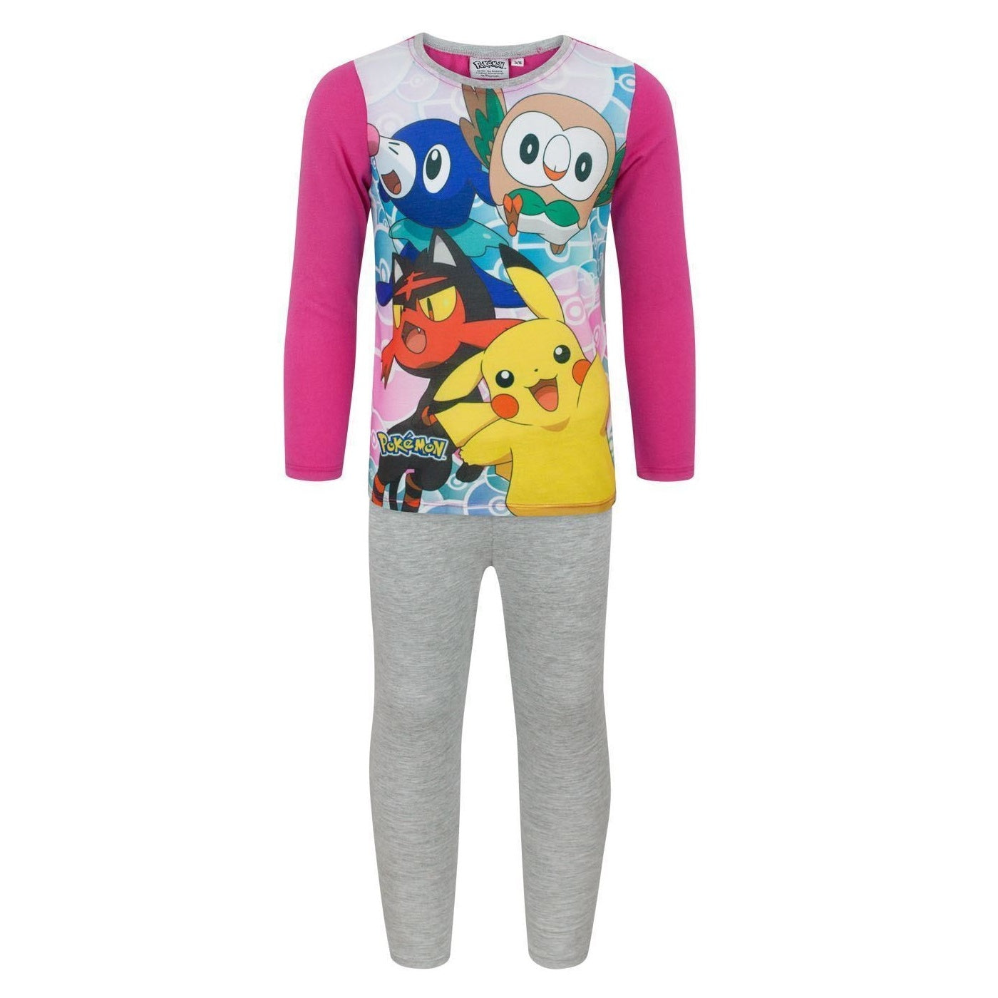Pink-Grey - Front - Pokemon Girls Characters Pyjama Set