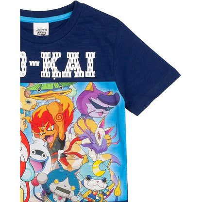 Navy - Side - Yo-Kai Watch Boys Panel T-Shirt