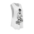 White - Back - BNA78 Womens-Ladies Gung Fu Scratch Bruce Lee Tank Top