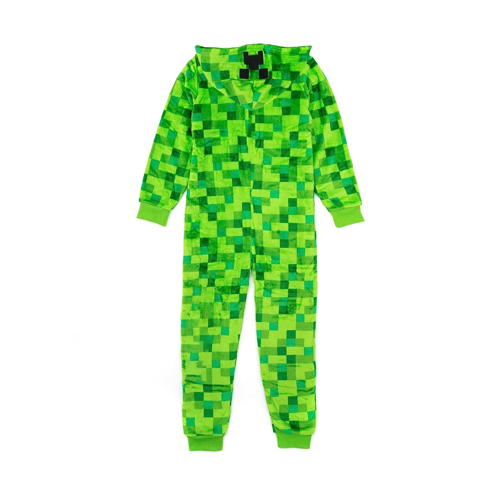 Green - Back - Minecraft Boys Creeper Pixel Bodysuit