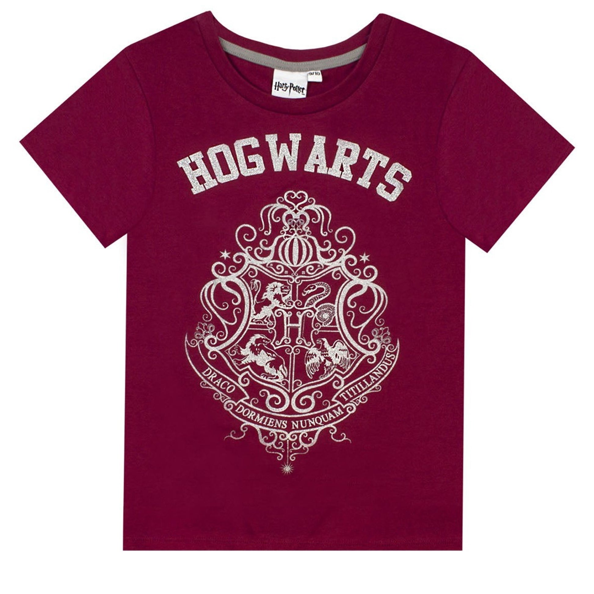 Burgundy - Back - Harry Potter Girls Glitter Short Pyjama Set