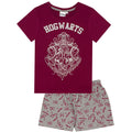 Burgundy - Front - Harry Potter Girls Glitter Short Pyjama Set