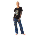 Black-Blue - Back - Wonder Woman Womens-Ladies Long Pyjama Set