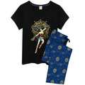 Black-Blue - Front - Wonder Woman Womens-Ladies Long Pyjama Set