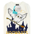 Off White-Navy - Close up - Harry Potter Girls Hedwig Fleece Long Pyjama Set