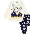 Off White-Navy - Front - Harry Potter Girls Hedwig Fleece Long Pyjama Set