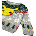 Grey-Green - Pack Shot - Pokemon Childrens-Kids Pikachu Knitted Christmas Jumper