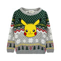 Grey-Green - Front - Pokemon Childrens-Kids Pikachu Knitted Christmas Jumper