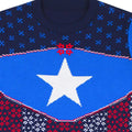 Blue-Navy-Red - Side - Captain America Unisex Adult Shield Knitted Christmas Sweatshirt