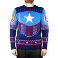 Blue-Navy-Red - Pack Shot - Captain America Unisex Adult Shield Knitted Christmas Sweatshirt